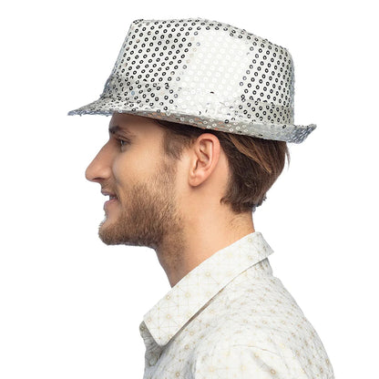 Pc. Chapeau Popstar sequins argent