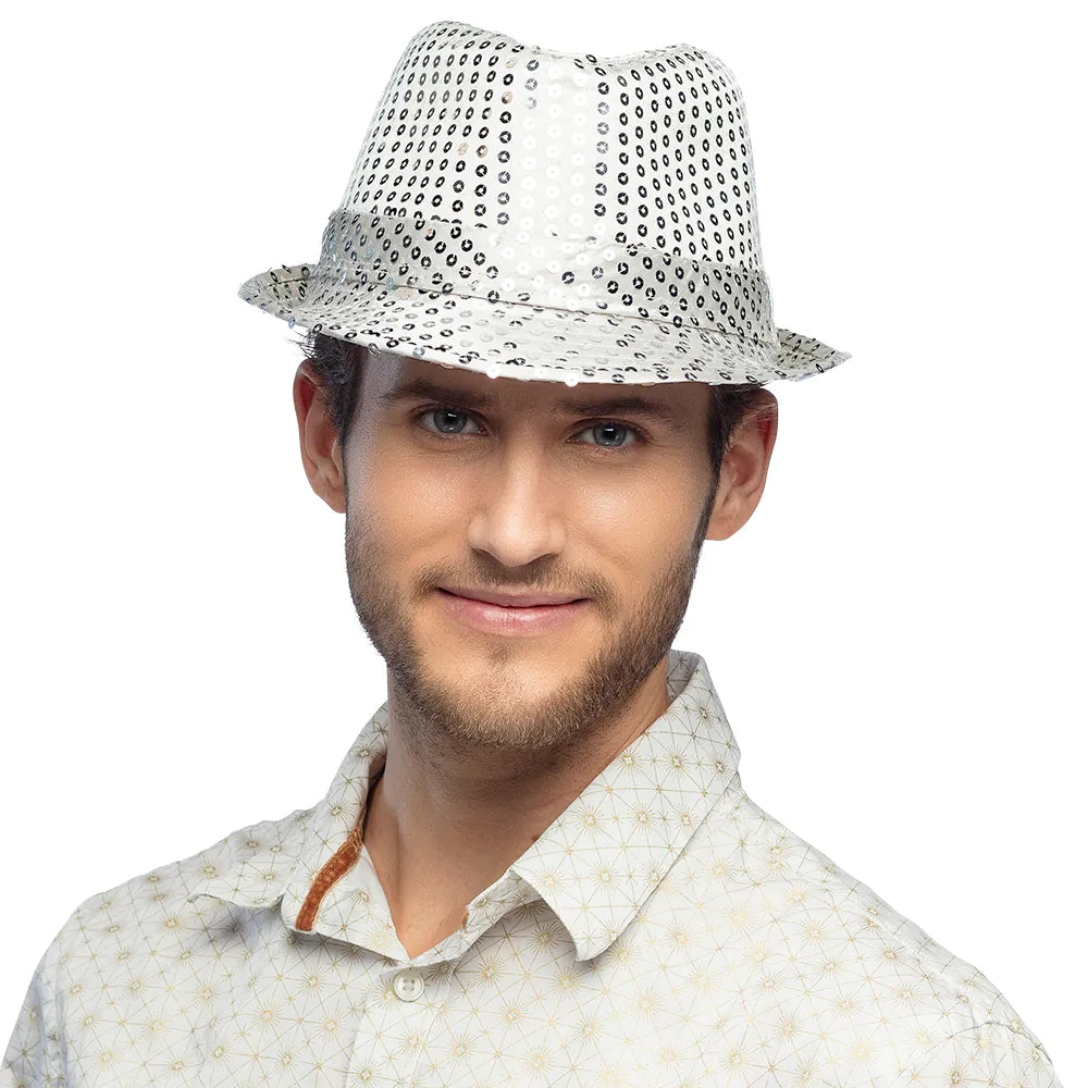 Pc. Chapeau Popstar sequins argent