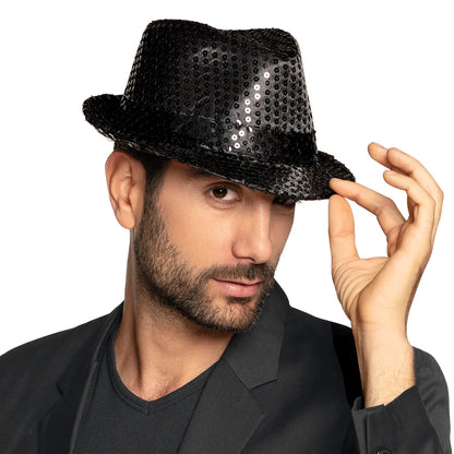 Chapeau Popstar sequins noir