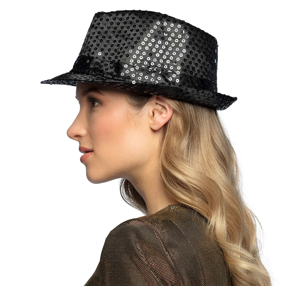 Chapeau Popstar sequins noir