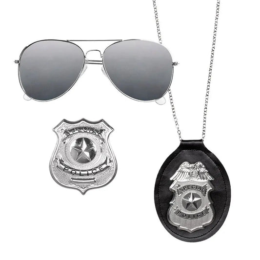 Set ''Police'' - Lunettes + Collier + Insigne