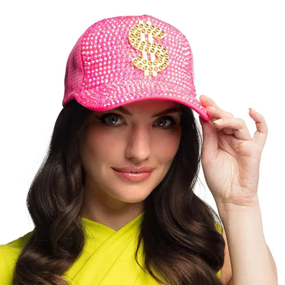 Casquette Dollar fluo rose (réglable)