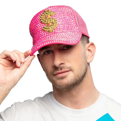Casquette Dollar fluo rose (réglable)
