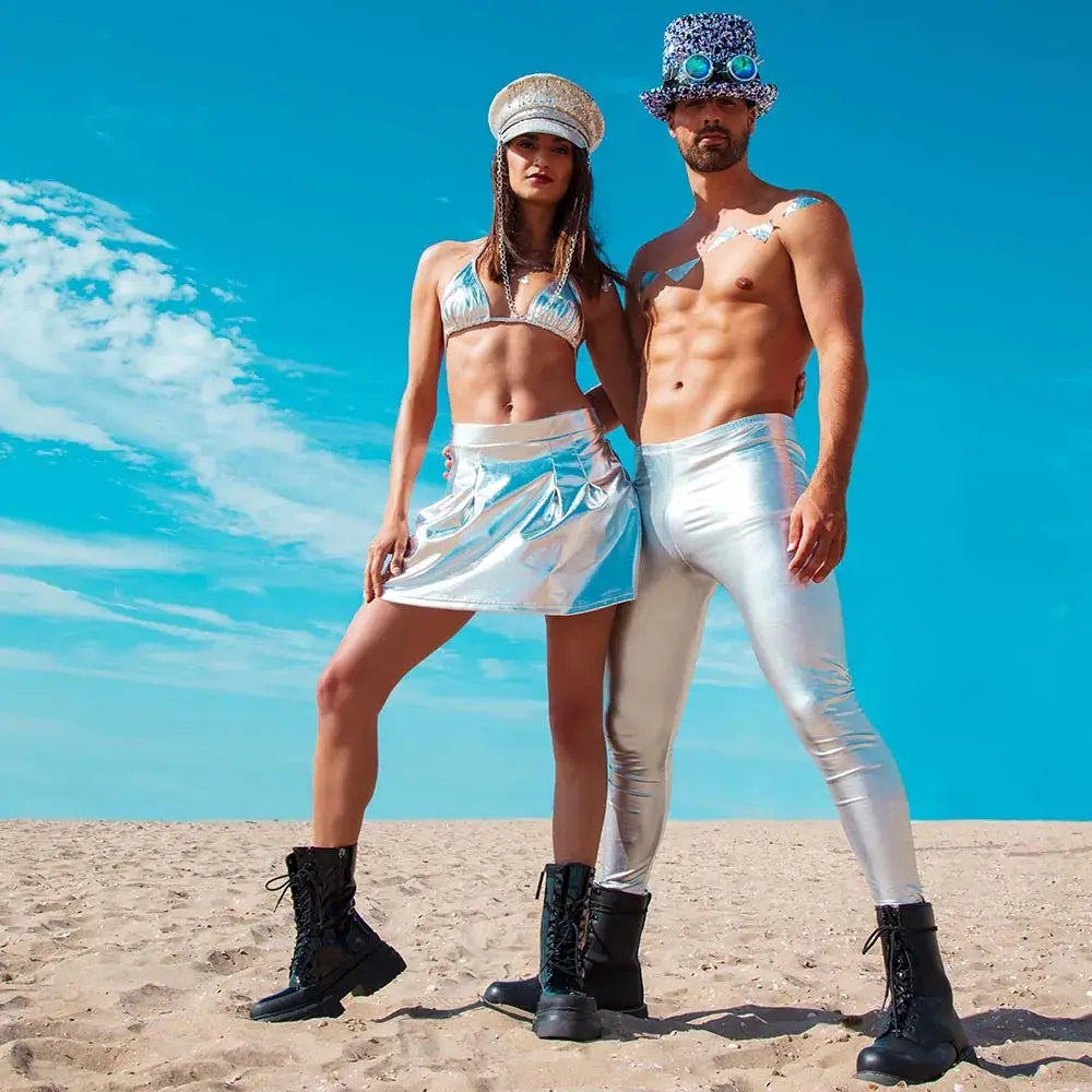 Mini-jupe brillante argent - Taille M/L