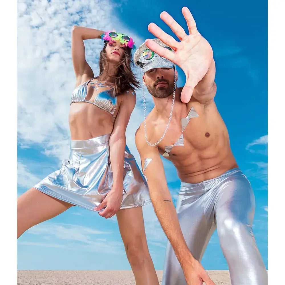 Mini-jupe brillante argent - Taille M/L