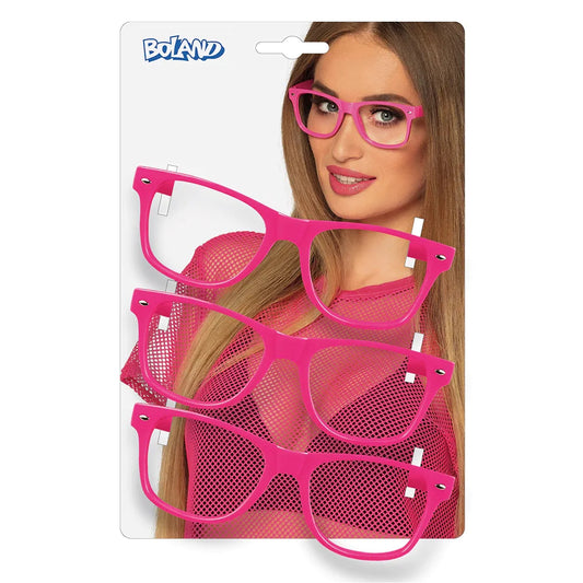 Set 3 Lunettes Party rose fluo