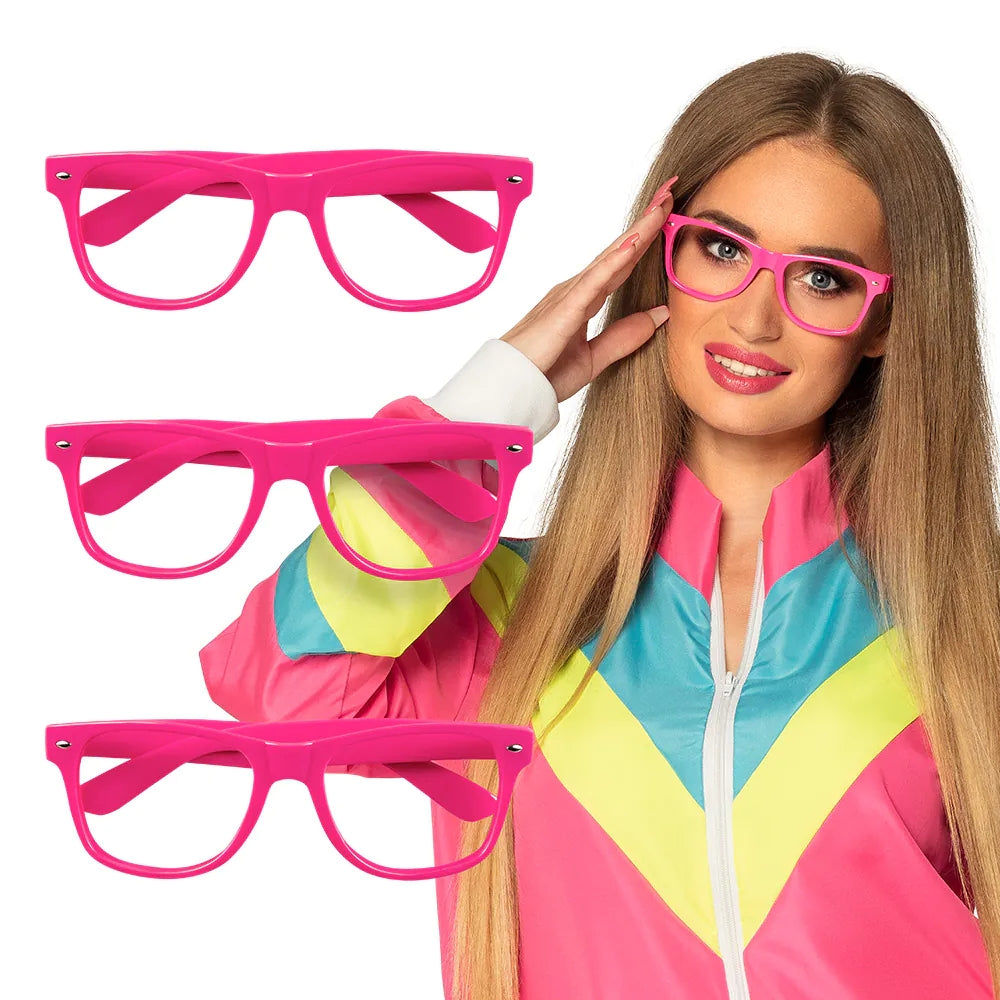 Set 3 Lunettes Party rose fluo