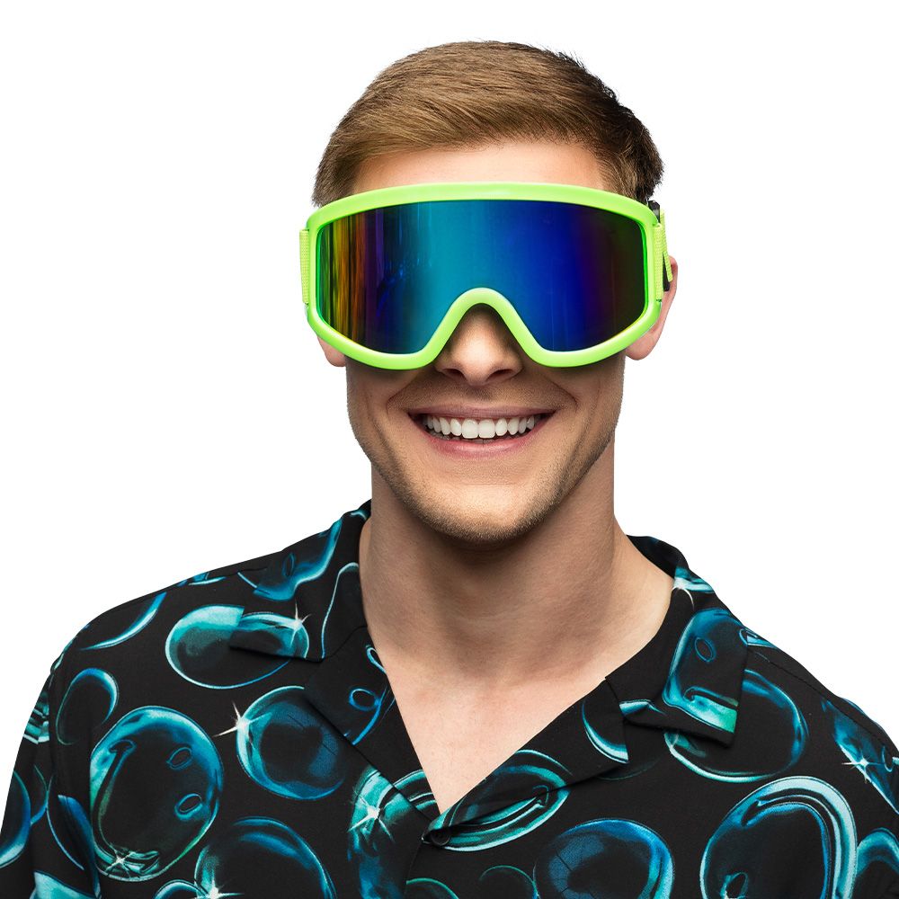 Lunettes de ski party vert fluo