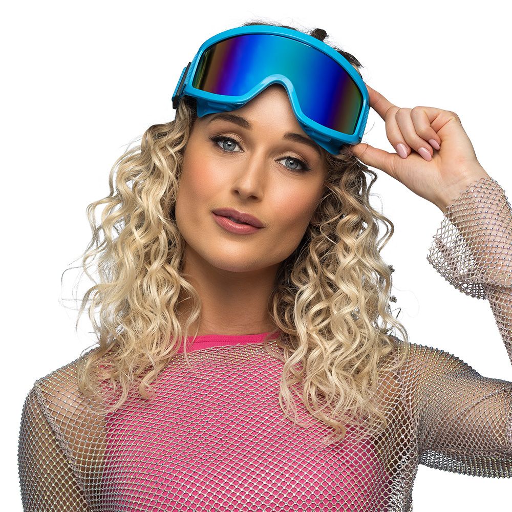 Lunettes de ski party bleu fluo