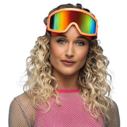 Lunettes de ski party orange fluo