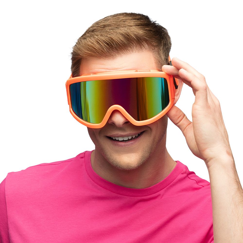 Lunettes de ski party orange fluo