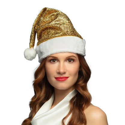 Bonnet de Noël Or - Paillettes Dorées