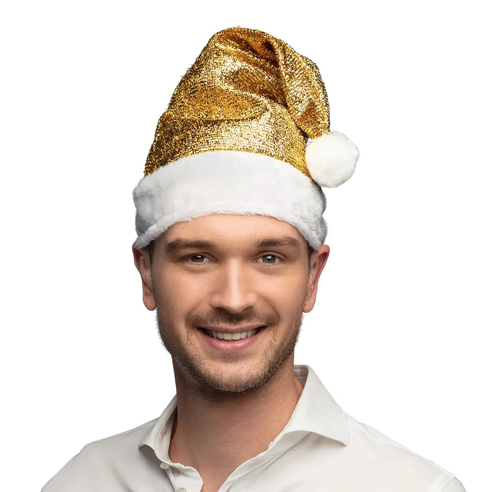 Bonnet de Noël Or - Paillettes Dorées