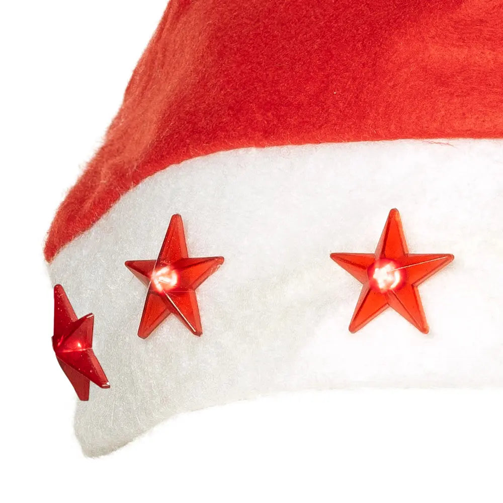 Bonnet de Noël Étoiles Rouge Lumineux
