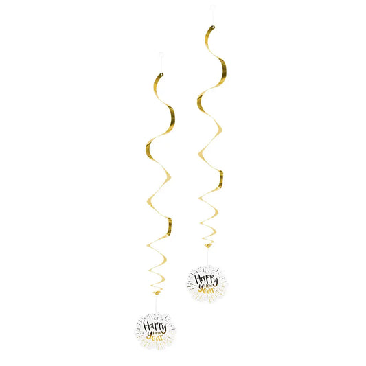 Set 2 Swirls décoration 'Happy New Year'