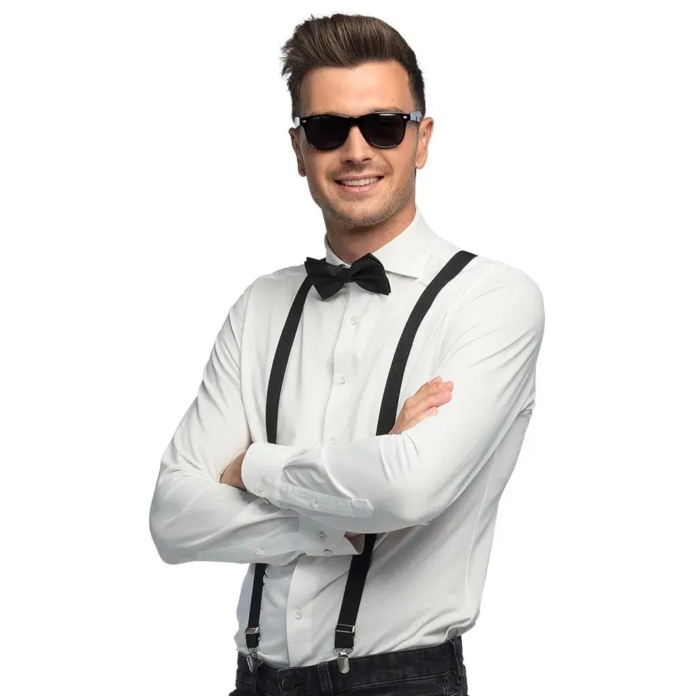 Set Lunettes, Bretelles et Nœud Papillon - Noir