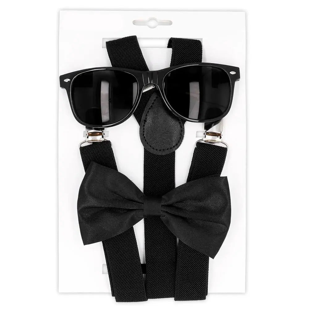 Set Lunettes, Bretelles et Nœud Papillon - Noir