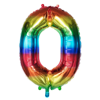 Ballon en aluminium '0' arc-en-ciel