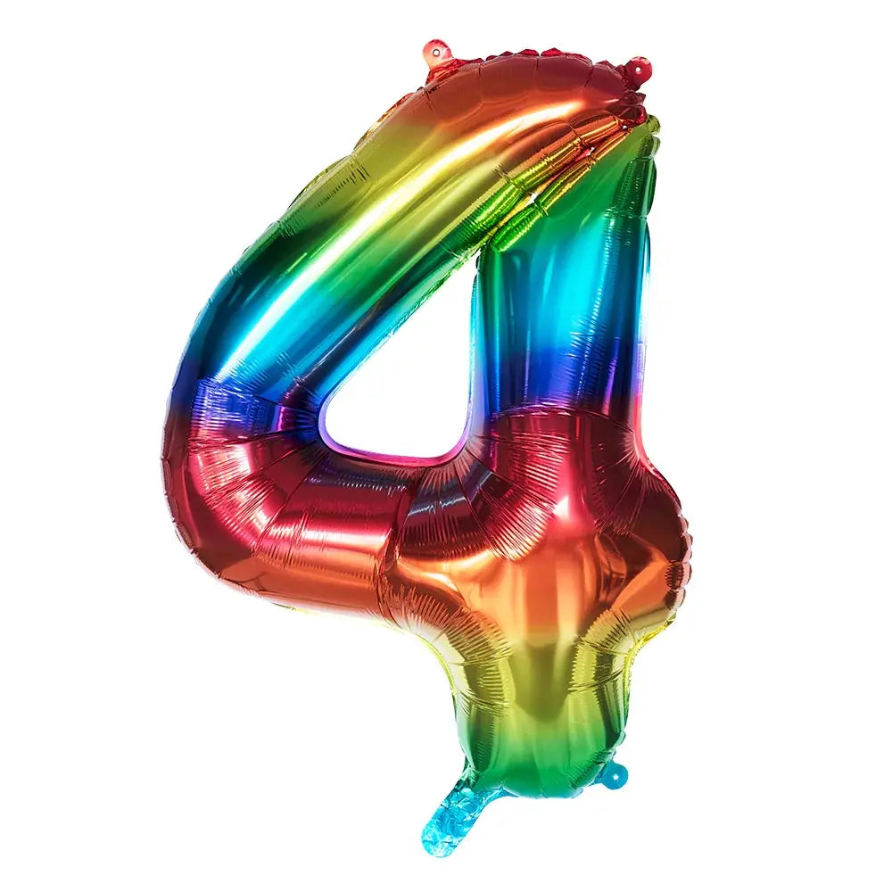 Ballon en aluminium '4' arc-en-ciel - 86 cm - multicolore