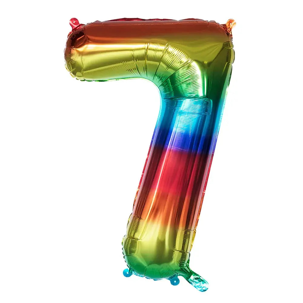 Ballon en aluminium '7' arc-en-ciel - 86 cm - multicolore
