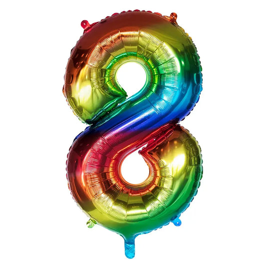 Ballon en aluminium '8' arc-en-ciel - 86 cm - multicolore