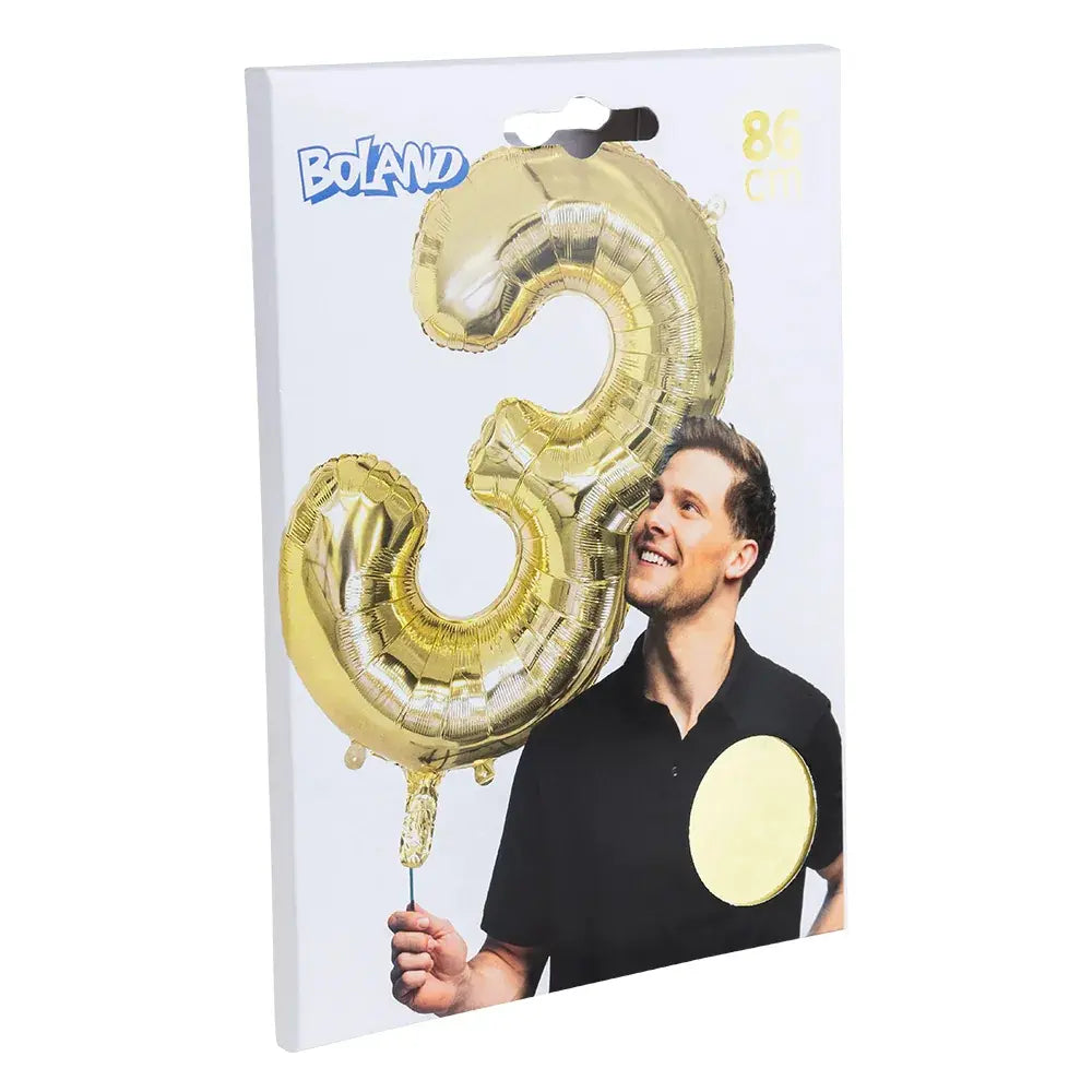 Ballon en aluminium '3' - 86 cm - Or
