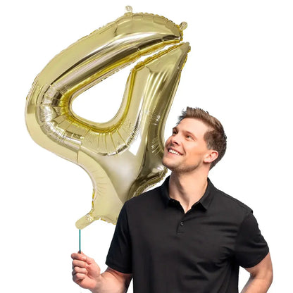 Ballon en aluminium '4' - 86 cm - Or