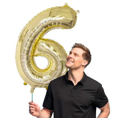 Ballon en aluminium '6' - 86 cm - Or