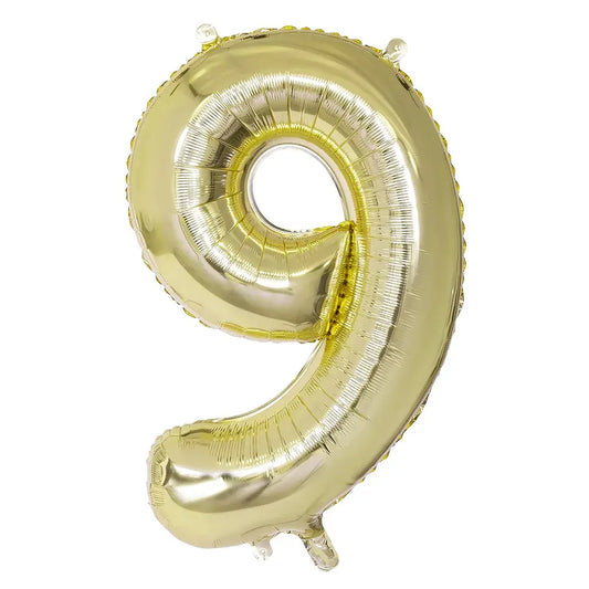 Ballon en aluminium '9' - 86 cm - Or