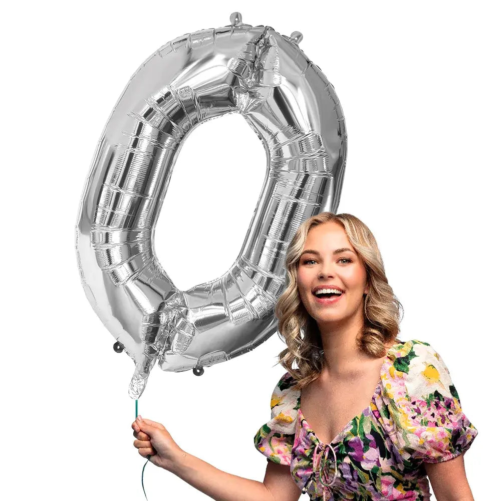 Ballon en aluminium '0' - 86 cm - argent