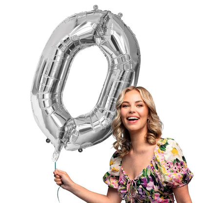 Ballon en aluminium '0' - 86 cm - argent