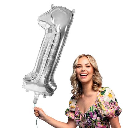 Ballon en aluminium '1' - 86 cm - argent