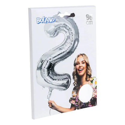 Ballon en aluminium '2' - 86 cm - argent
