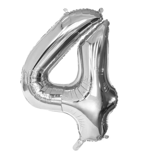 Ballon en aluminium '4' - 86 cm - Argent