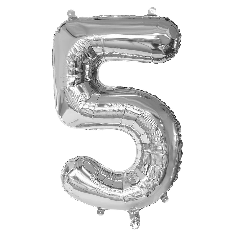 Ballon en aluminium '5' argent