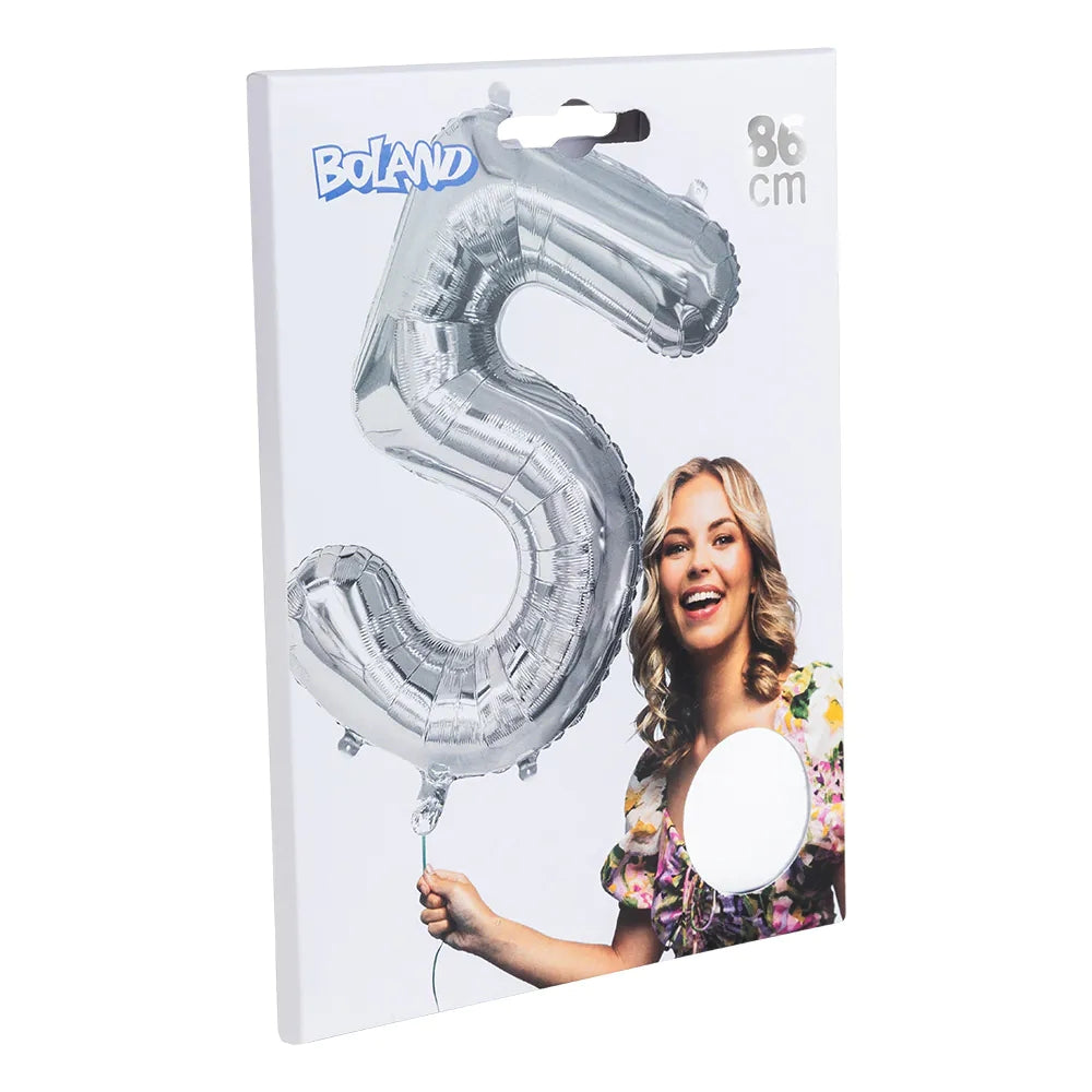 Ballon en aluminium '5' argent