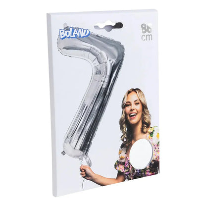 Ballon en aluminium '7' - 86 cm - Argent