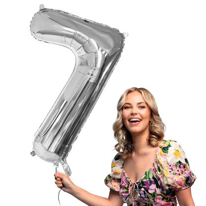 Ballon en aluminium '7' - 86 cm - Argent