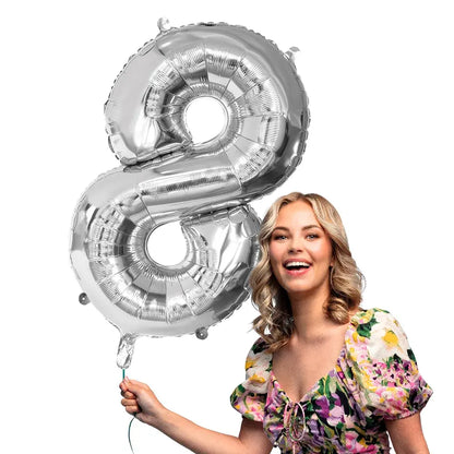 Ballon en aluminium '8' - 86 cm - Argent