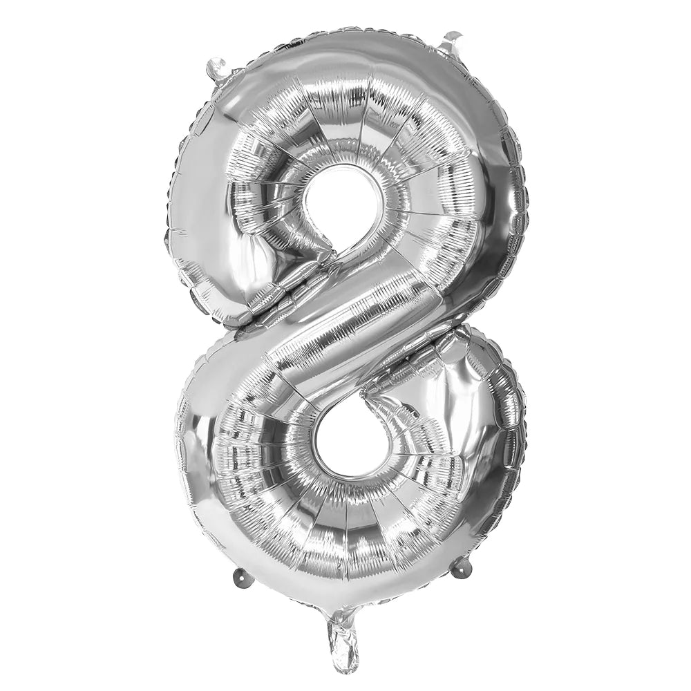 Ballon en aluminium '8' argent