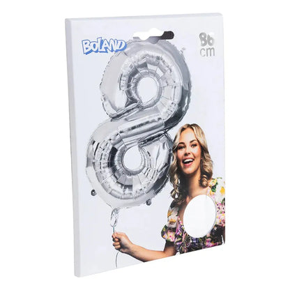 Ballon en aluminium '8' - 86 cm - Argent