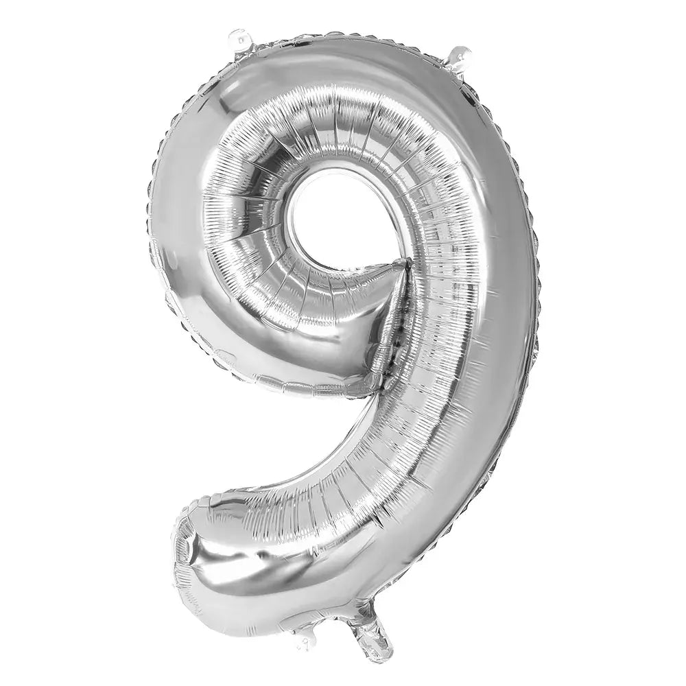 Ballon en aluminium '9' - 86 cm - Argent