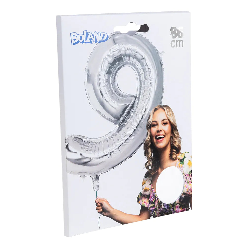 Ballon en aluminium '9' argent