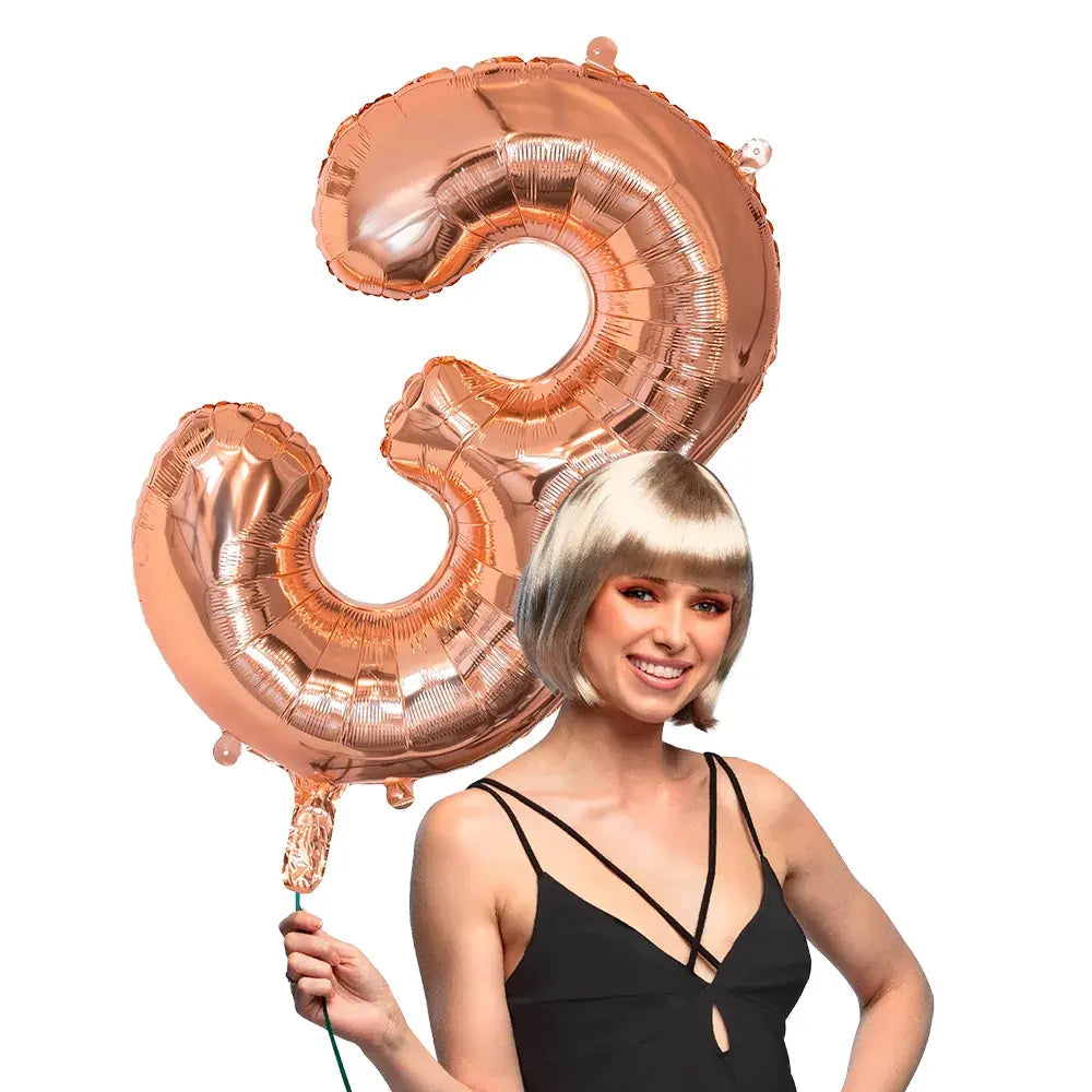 Ballon en aluminium '3' - 86 cm - Or Rose