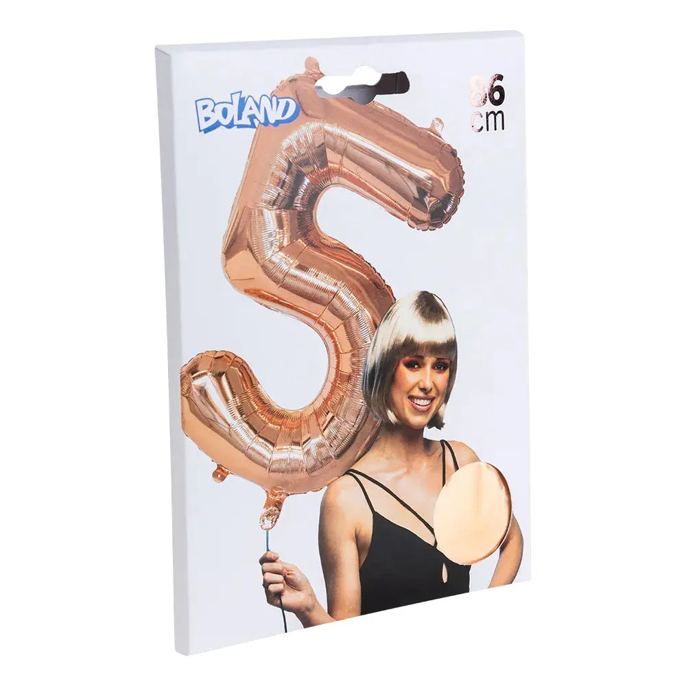Ballon en aluminium '5' - 86 cm - Or Rose
