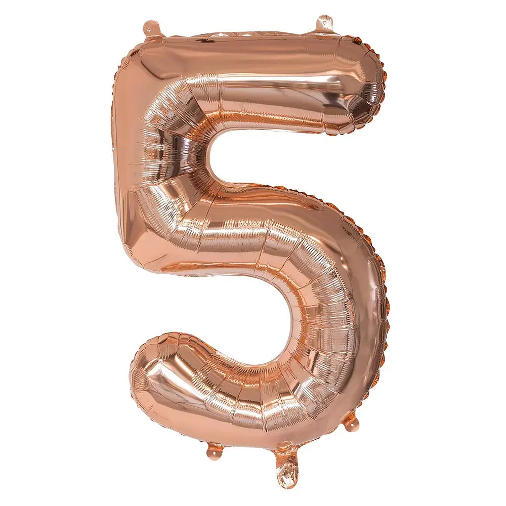 Ballon en aluminium '5' - 86 cm - Or Rose