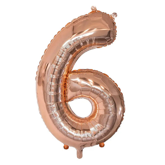 Ballon en aluminium '6' - 86 cm - Or Rose