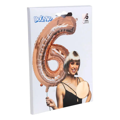 Ballon en aluminium '6' - 86 cm - Or Rose