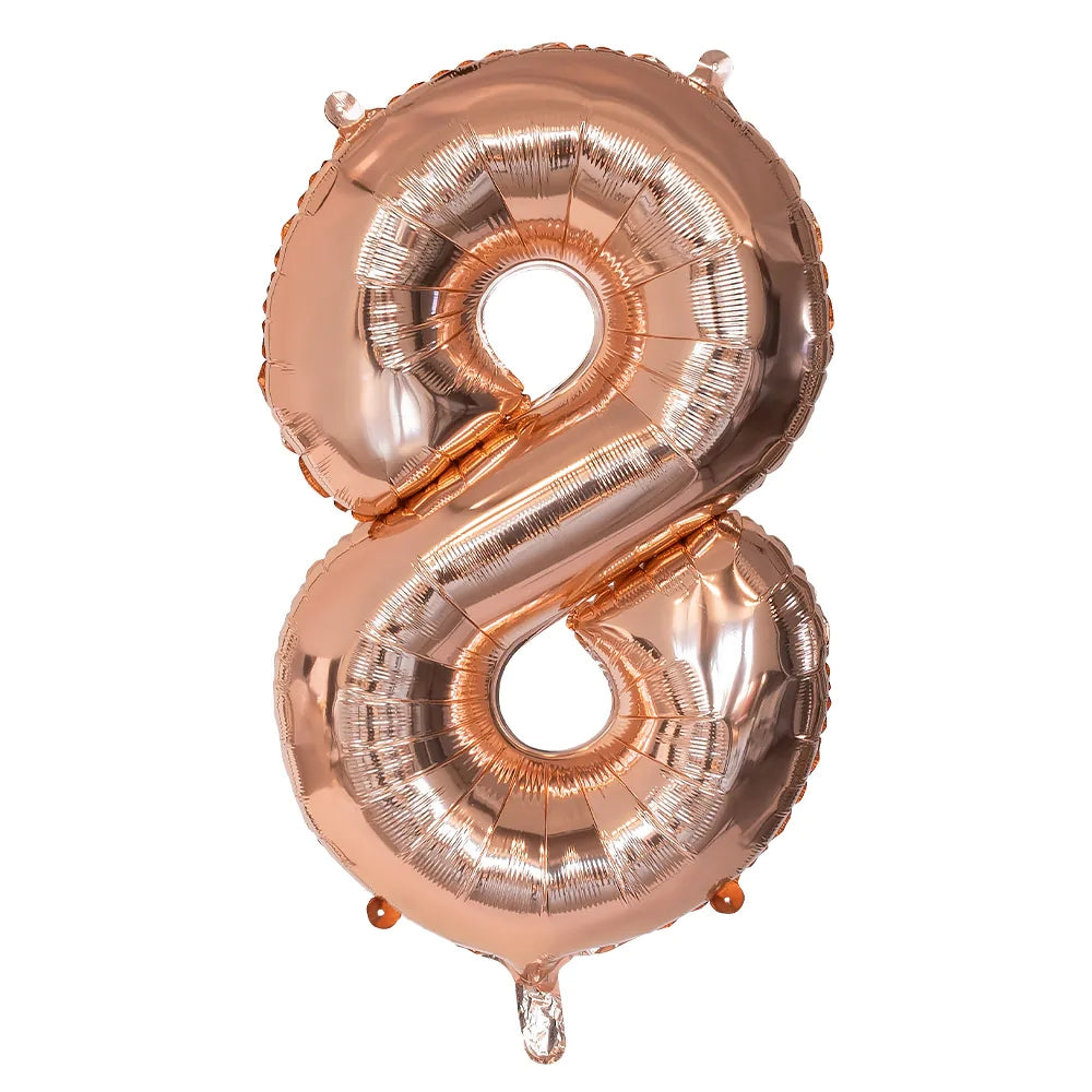 Ballon en aluminium '8' or rose