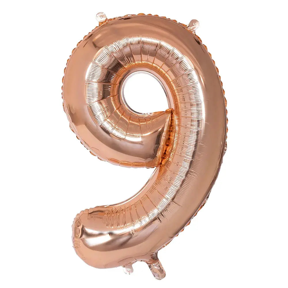 Ballon en aluminium '9' - 86 cm - Or Rose